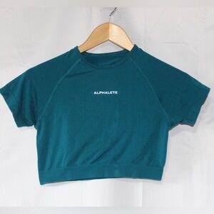 Alphalete Teal Short Sleeve Amplify Crop Top